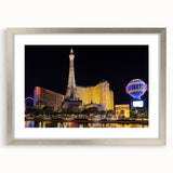 Textured art print of abstract Las Vegas skyline in muted silver and gray tones on a framed canvas, suitable for bedroom art.