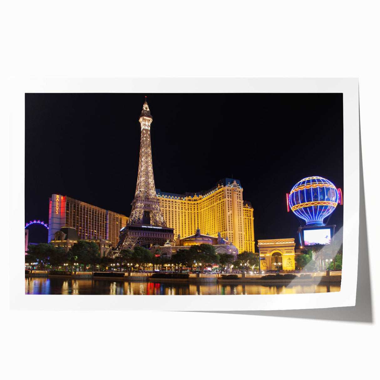 Rolled print of Las Vegas skyline featuring vibrant twilight hues, ideal for art wall dining room.