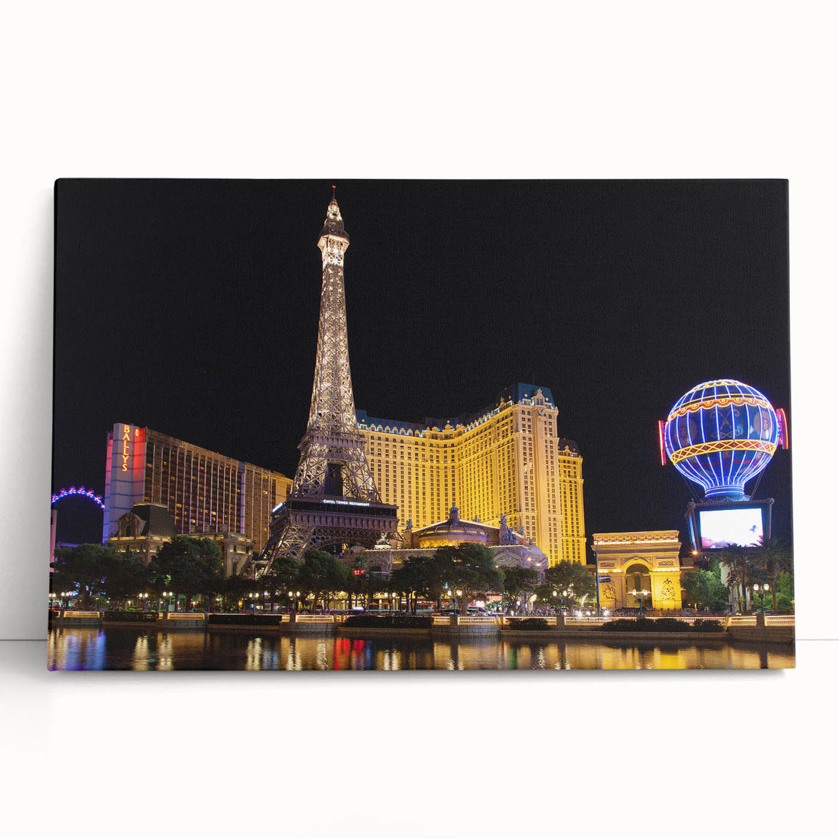 Black and white large art print of the Las Vegas skyline on stretched canvas, ideal for kitchen wall art or bedroom.