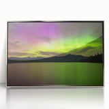 Mid-century modernist art depicting New Hampshire scenery in muted earth tones on a silver-framed acrylic print.