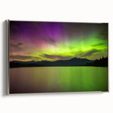 Framed canvas featuring a landscape art painting of New Hampshire with colorful trees and a silver frame.