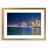 Extra large abstract art print depicting a textured New Jersey scenery in muted earth tones, framed in gold.