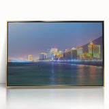 Acrylic print of a mid-century modernist New Jersey scenery in gold tones, ideal for nursery wall decor.