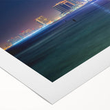 Art deco poster of New Jersey scenery in muted blue and gray tones on rolled canvas, suitable for dining room wall art.