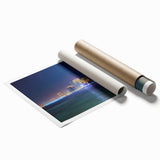 Extra large rolled print of New Jersey scenery with muted green and brown floral elements.