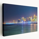 Side view of a stretched canvas featuring a scenic New Jersey landscape in muted earth tones, ideal for kitchen wall art.