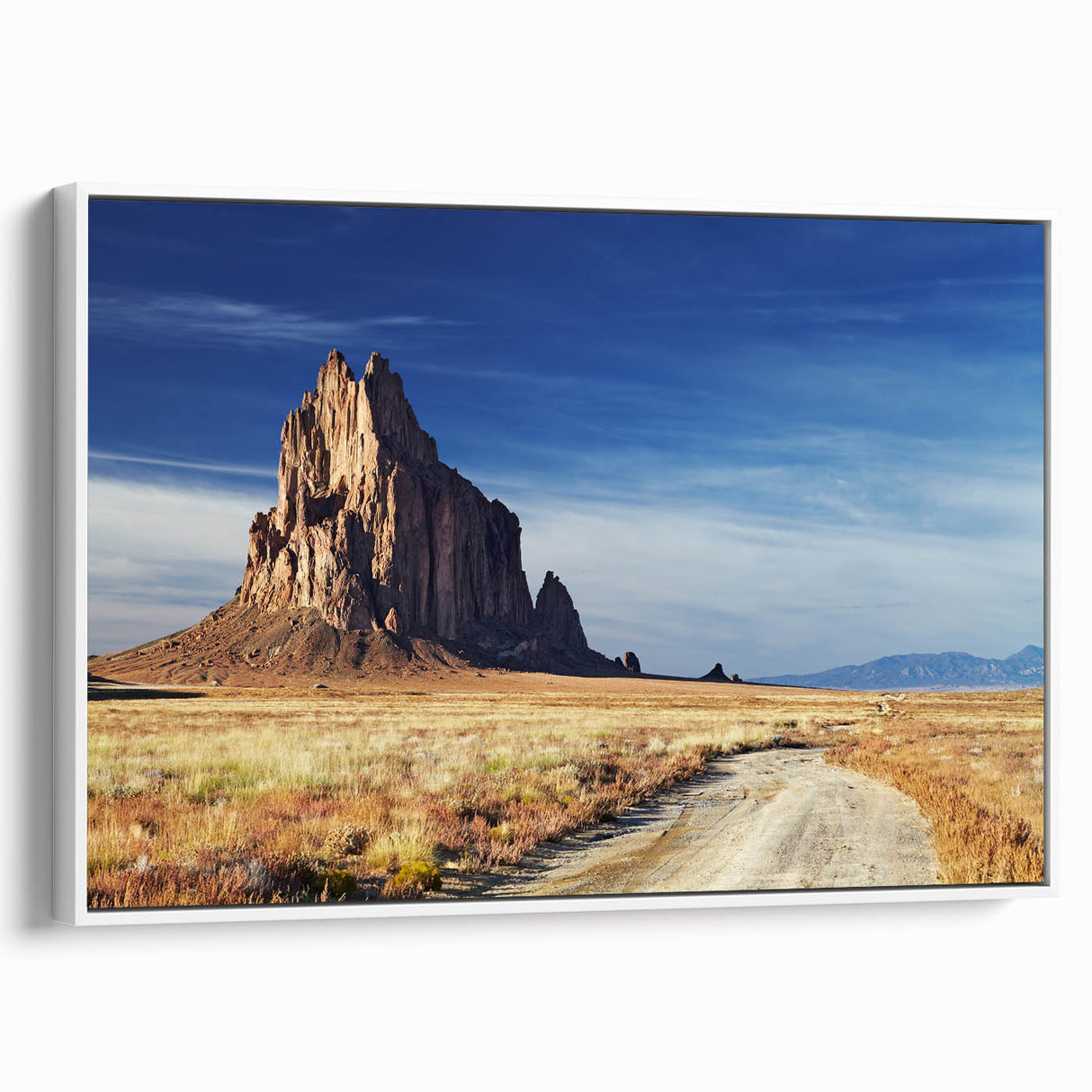 Vintage poster art of New Mexico scenery on extra large framed canvas, featuring colorful art on black background.