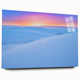 Large abstract wall art of White Sands, New Mexico in muted beige tones on acrylic glass.