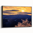 Black and white landscape art painting of Blue Ridge, framed canvas, ideal for bedroom wall decor.