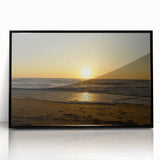 Large abstract wall art depicting Cape Hatteras, featuring muted blue and gray tones on a framed acrylic.