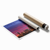 Extra large rolled print featuring a floral art of Charlotte, North Carolina, in pastel shades.