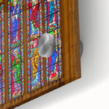 Large abstract wall art of Durham, USA in mid-century modernist style on acrylic glass, ideal for dining room decor.