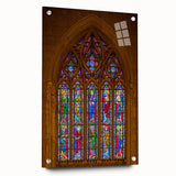 Large abstract wall art depicting a vibrant Durham, North Carolina skyline on acrylic glass.