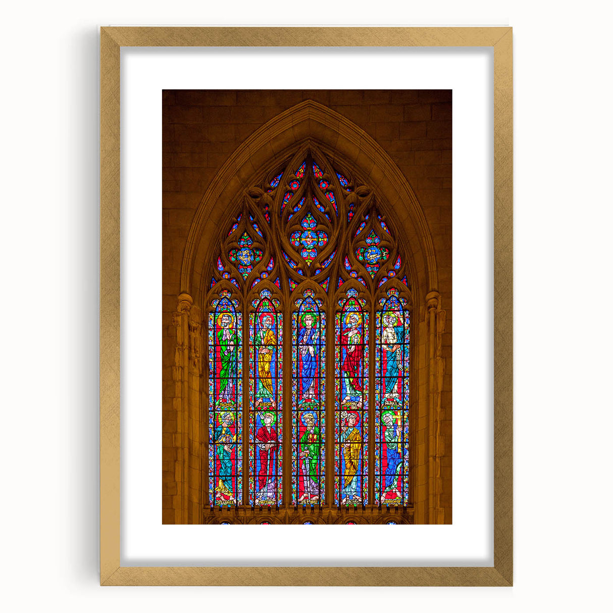 Abstract art print of Durham, NC, with textured strokes in muted earth tones on a large framed canvas.
