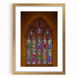 Abstract art print of Durham, NC, with textured strokes in muted earth tones on a large framed canvas.