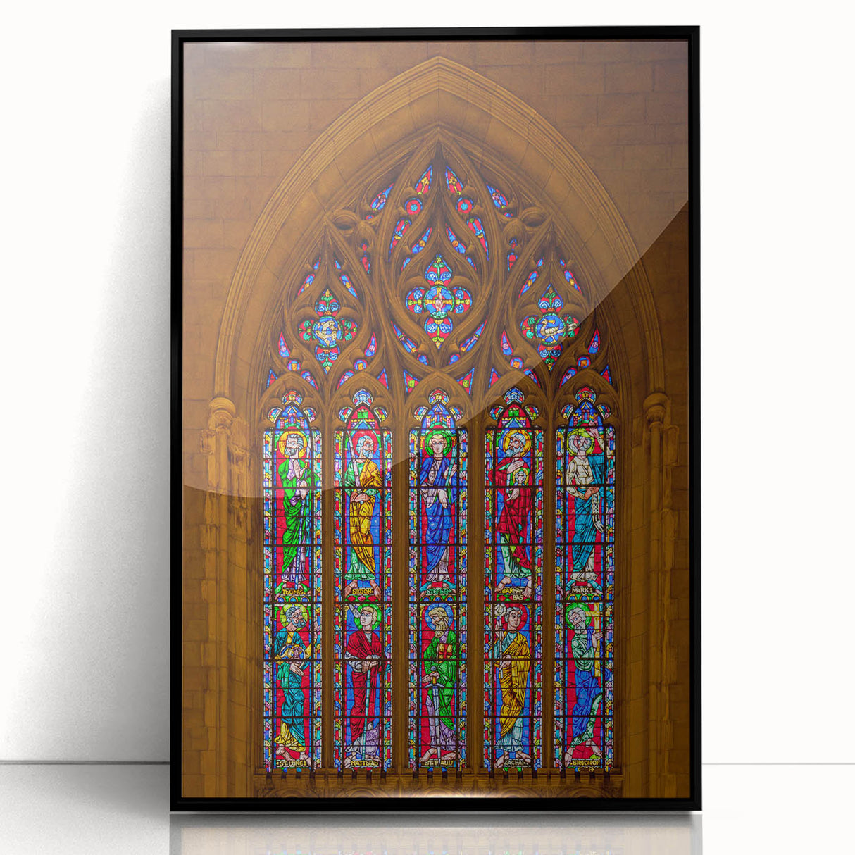 Large abstract wall art of Durham skyline in muted gray and blue tones on framed acrylic, ideal for modern office decor.