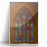 Art deco style Durham, North Carolina skyline in muted blues and grays on a framed acrylic.