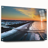 Acrylic print of Outer Banks, North Carolina landscape with muted blues and greens, ideal for bedroom or dining room decor.