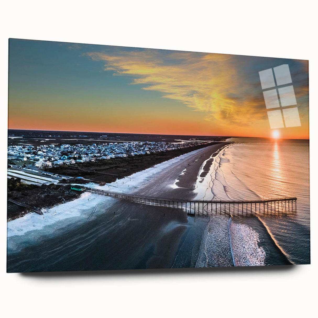 Acrylic print of Outer Banks, North Carolina in muted blue and gray tones, ideal for bedroom or dining room art.