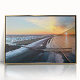 Mid-century modernist style large art print of Outer Banks scenery in gold frame, suitable for nursery wall decor.