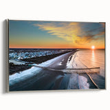 Framed canvas of Outer Banks, North Carolina landscape with muted earth tones, ideal for living room decor.