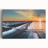 Black and white photograph of Outer Banks on stretched canvas, suited as large kitchen wall art.