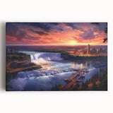 Black and white photograph of Niagara Falls on stretched canvas, suitable for kitchen wall art.