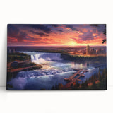 Black and white photo of Niagara Falls on large stretched canvas, suitable as kitchen wall art or for a bedroom.