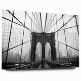 Acrylic print of the Brooklyn Bridge in muted monochrome, ideal for bedroom or dining room art.