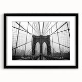 Extra large colorful art print of the Brooklyn Bridge in abstract style, with vibrant hues on textured canvas.