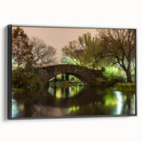 Black and white framed canvas of Central Park with vintage poster style, ideal for bedroom wall art.