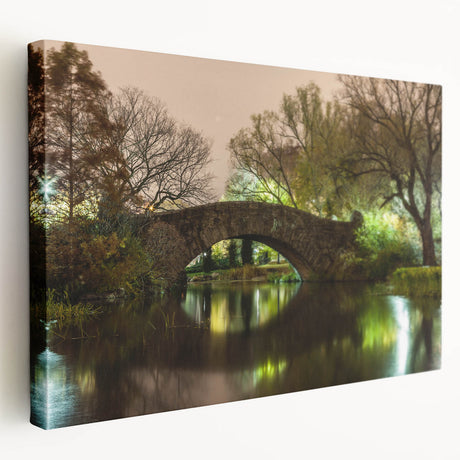 Large canvas print depicting a detailed view of Central Park in autumn, featuring rich green and orange tones.
