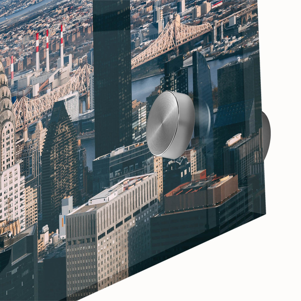 Acrylic print of the Chrysler Building in monochrome tones, ideal for dining room art with a mid-century modernist style.