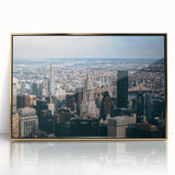 Acrylic print of the Chrysler Building in gold tones, styled in mid-century modernist art.