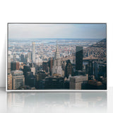 Art deco poster of the Chrysler Building in monochrome tones on framed acrylic, ideal for modern art wall decor.