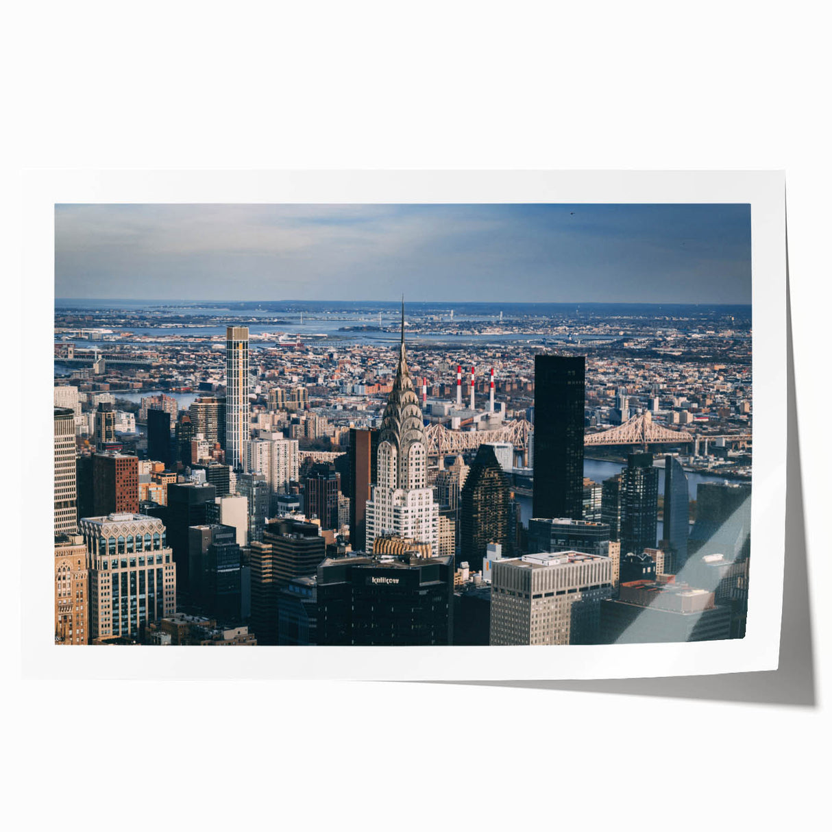 Extra large rolled print of the Chrysler Building in grayscale, ideal for art wall dining room.