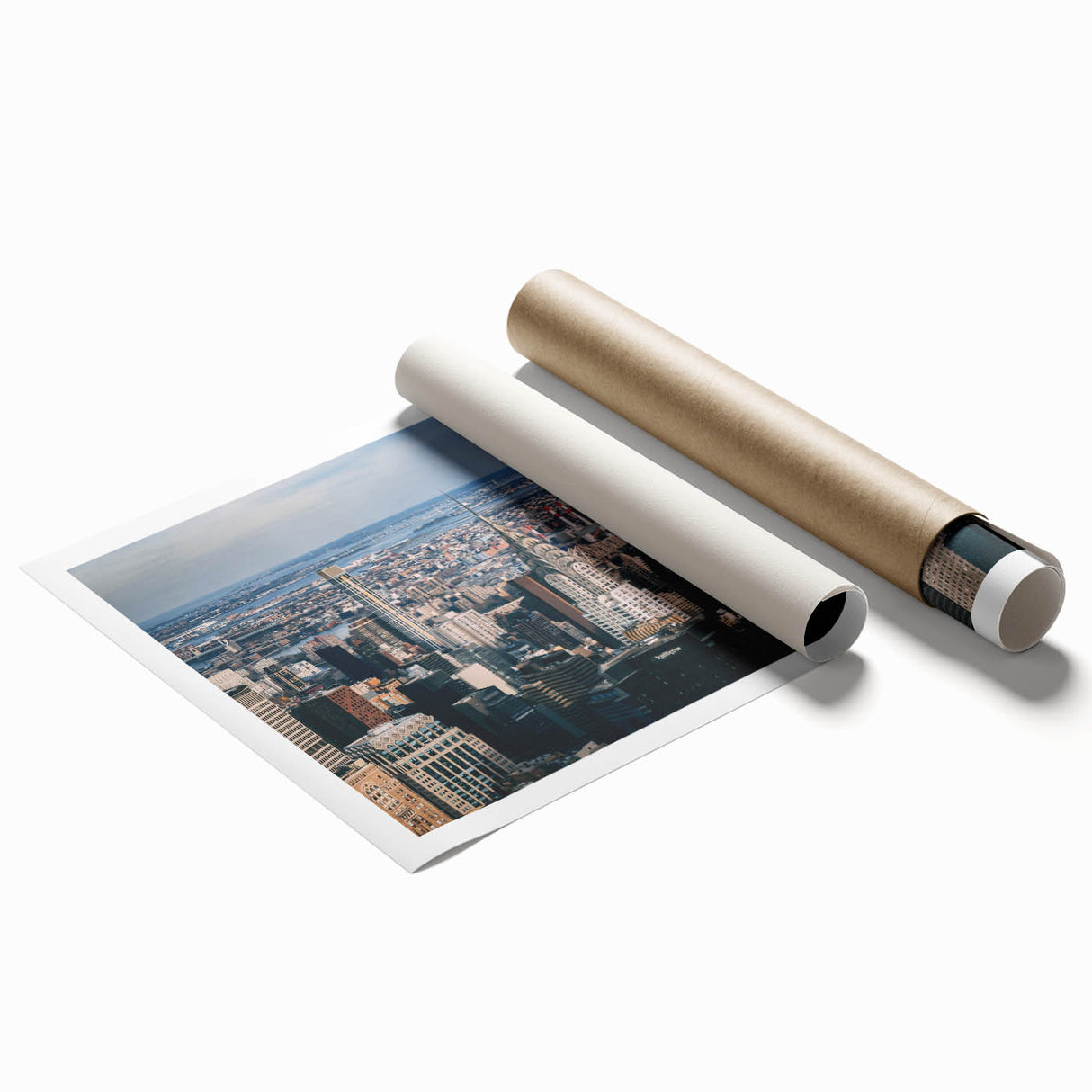 Extra large rolled print of the Chrysler Building in grayscale tones, ideal for classy bathroom wall art.