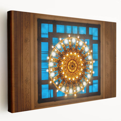 Grand Central Station depicted in muted grays and blues on a large stretched canvas, suitable for kitchen wall art.