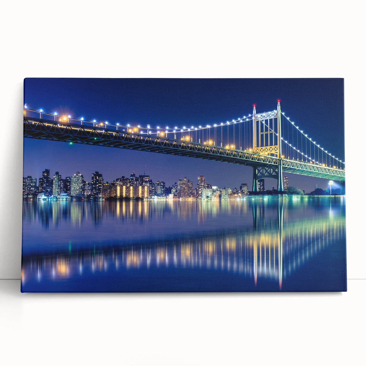 Black and white photograph of Manhattan Bridge on stretched canvas, suitable as kitchen wall art or for a bedroom.