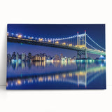 Black and white photograph of Manhattan Bridge on stretched canvas, suitable as kitchen wall art or for a bedroom.
