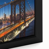 Extra large framed canvas featuring a textured depiction of the Manhattan skyline in black with colorful accents.