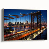 Framed canvas of a vintage-style Manhattan skyline in black with colorful highlights, ideal for office decor.