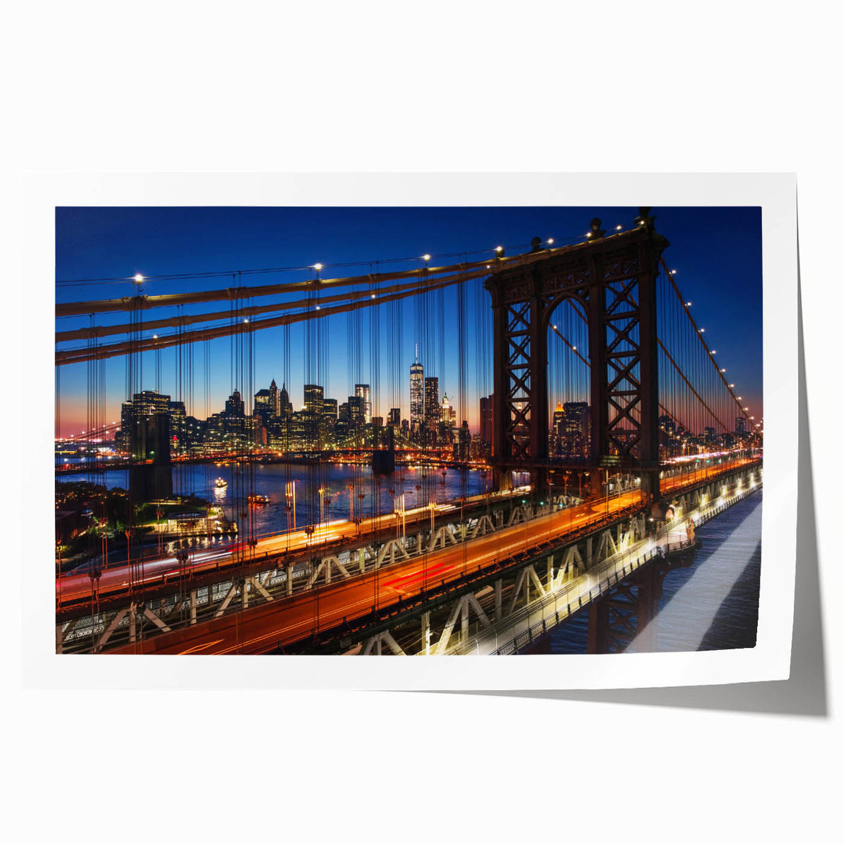 Extra large rolled print of Manhattan skyline in muted gray tones, ideal for art wall dining room.