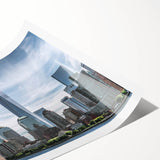 Extra large wall art of the Statue of Liberty in line art style with floral motifs, printed on rolled canvas.