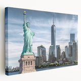 Side view of a large canvas depicting the Statue of Liberty in monochrome tones, suitable for kitchen wall art.