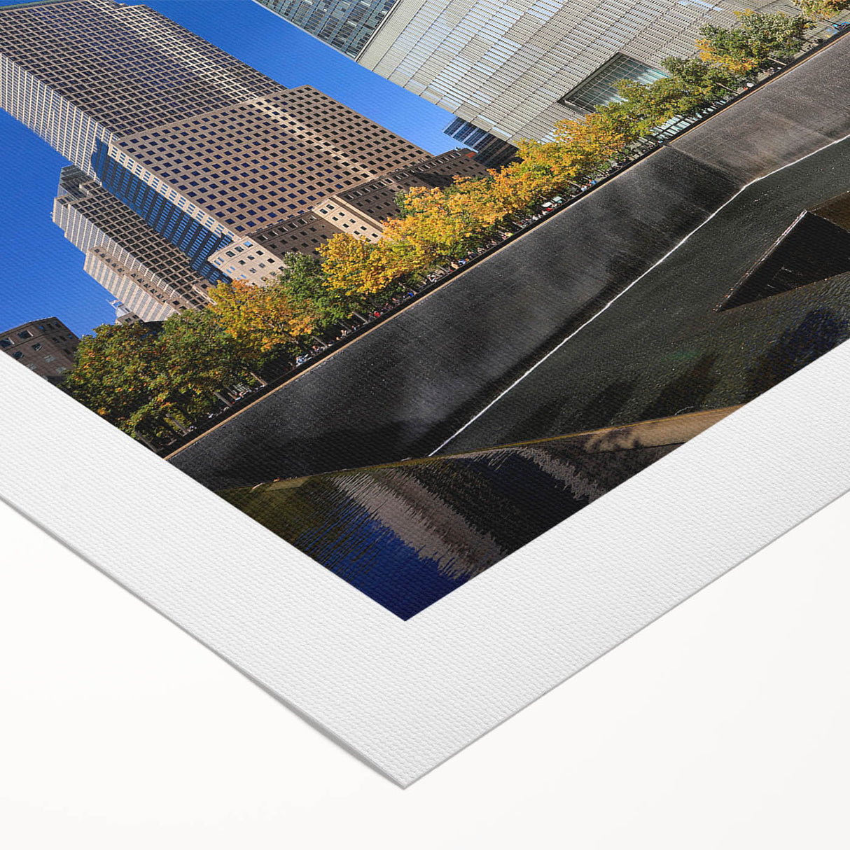 Art deco poster of NYC skyline with muted blue and gray tones on rolled canvas, suitable for dining room wall art.