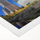 Art deco poster of NYC skyline with muted blue and gray tones on rolled canvas, suitable for dining room wall art.