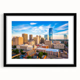 Extra large abstract art print featuring colorful, textured scenery of Oklahoma on a black framed canvas.