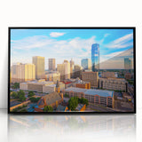 Large abstract wall art featuring a colorful Oklahoma scenery on a black framed acrylic, suitable for modern art wall decor.