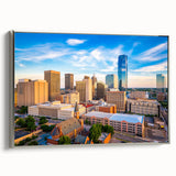 Framed canvas landscape art painting depicting a vintage Oklahoma scenery in muted earth tones, ideal for living room decor.